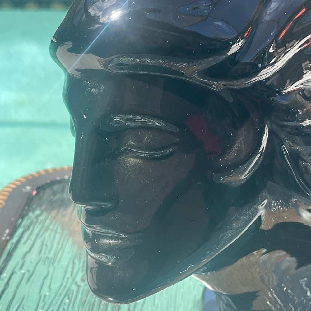 Ceramic Gloss Black Sculpture‎ Statue Women's Fashion Hair Style Beauty Mermaid - Picture 8 of 16